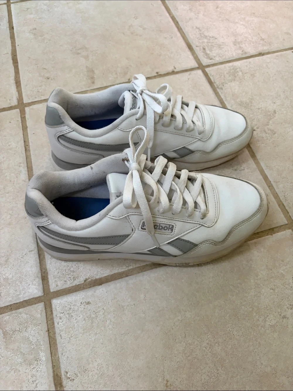 Reebok White & Gray Low-Top Sneakers
